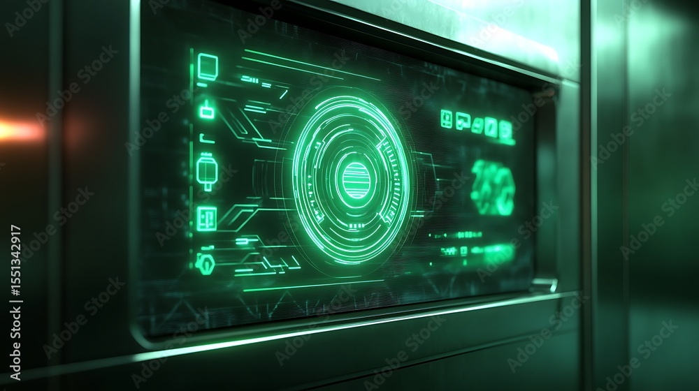Obraz premium Futuristic Green Interface Display Panel