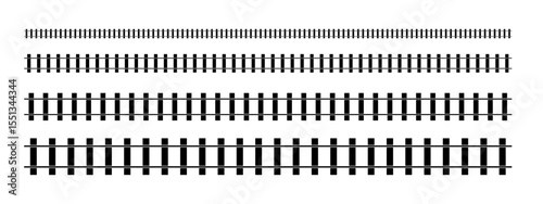 Railroad isolated on background. Vector illustration of Straight and railway train track set. PNG