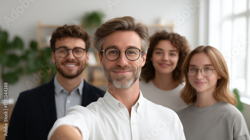 New Hires Celebrate Team Spirit with a Selfie in a Modern Accounting Office photo