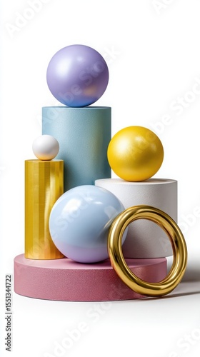 Pastel easter eggs and geometric forms