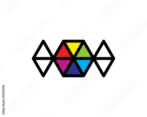 simple wireframe Colorful Geometric Candy Capsule Logo