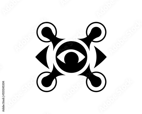 Simple Drone Eye Logo Symbol in Minimalist Style