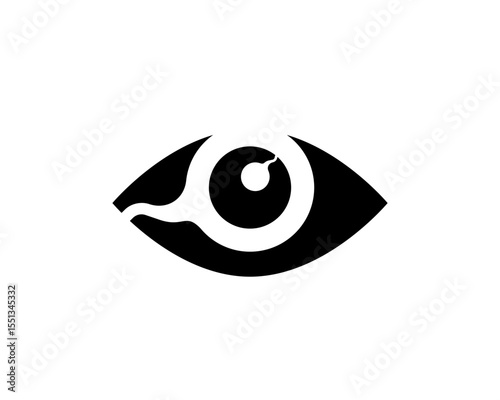 Abstract Eye Symbol Logo with Sperm and Ovum Fertilization Reproduction Process 
