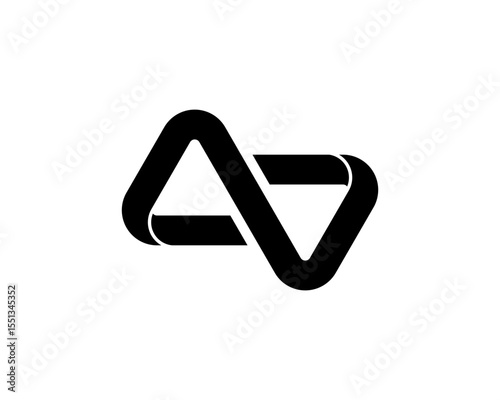 Simple Abstract AD Monogram Logo in Ribbon Overlapped and loop Style