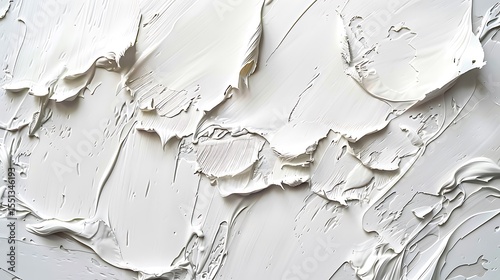 Abstract white paint texture with thick strokes and visible brushwork creating a textured surface