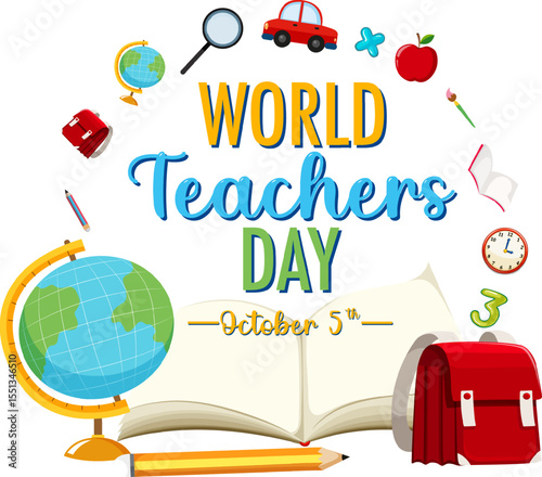 Celebrate world teachers day with this vibrant and colorful vector design featuring educational elements and celebratory graphics