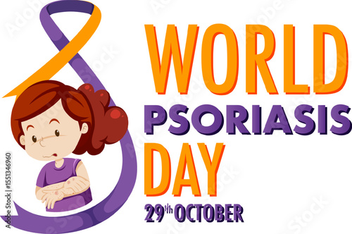 World psoriasis day banner design featuring diverse colors and modern typography for awareness campaigns