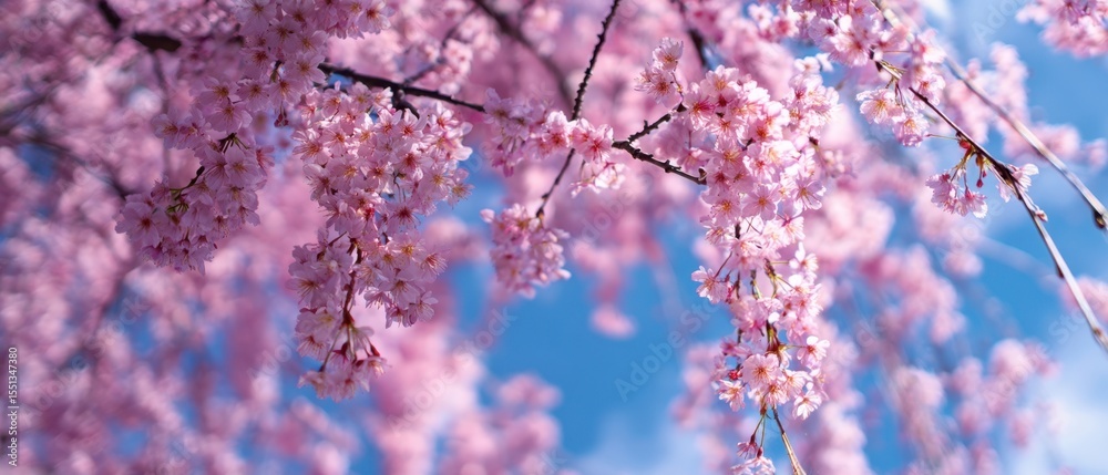 The Cherry Blossoms in Full Bloom Under a Clear Blue Sky The Cherry Blossoms in Full Bloom Under a Clear Blue Sky