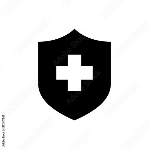 Health protection icon in generic style. Healthy shield sign. Medical defense symbol