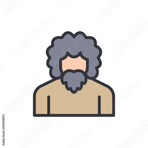 Stylized Graphic Portrait Of An Individual With A Curly Hairstyle And Beard