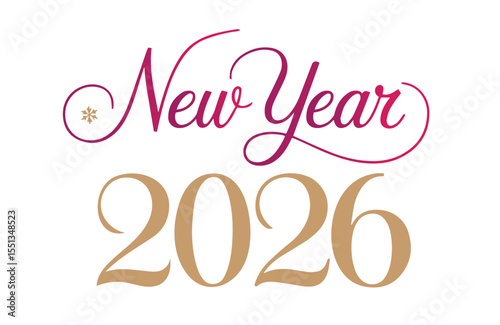 2026 Happy New Year  lettering design, Typography Design  Celebration, Cheerful, New Year Card. 