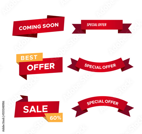ribbons  set. Beautiful Ribbons Collection Set Vector Design. Simple modern cute design