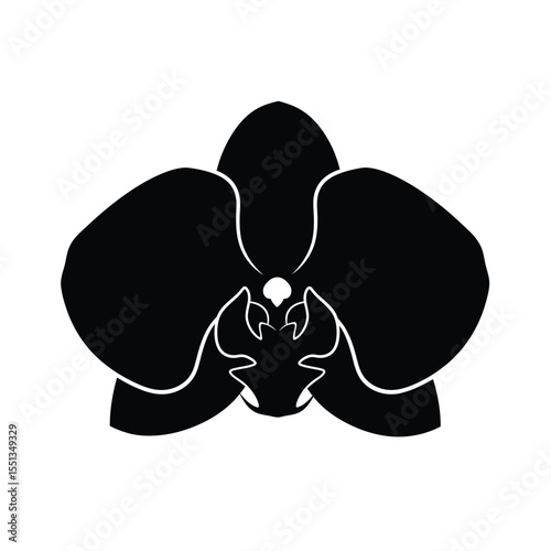 Black Orchid Flower Silhouette Vector Icon