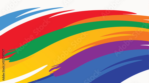 Colorful abstract illustration of brushstrokes with vibrant rainbow hues against a white background