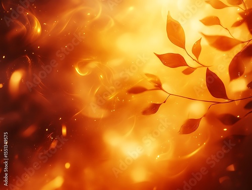 Radiant Autumnal Warmth: Abstract Botanical Beauty in Golden Hues and Bokeh