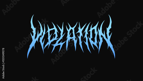 Violation, typography vector in a striking and stiff touch dark metal font hand drawn style lettering. for t-shirt print apparel, sticker, poster, death metal band logo and more