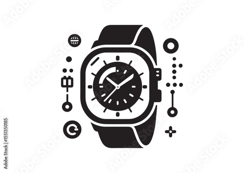 Smartwatch silhouette vector, Smartwatch Icon