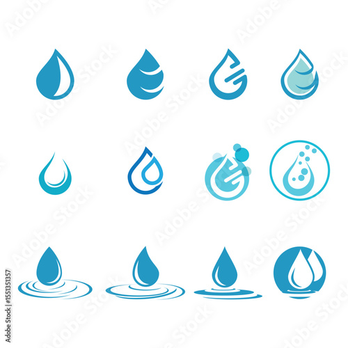 Clean and modern water drop logo design featuring a single droplet in vibrant cmyk colors