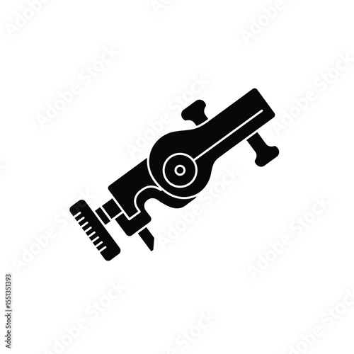 Black Silhouette Spline Cutting Jig Vector Icon white