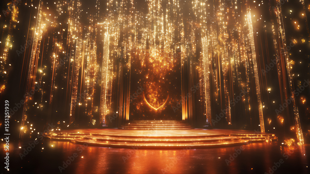 Naklejka premium Abstract stage lights background, Concert stage lights, fountain at night.