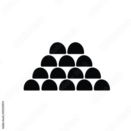 Black Silhouette Stacked Woodpile Vector Icon