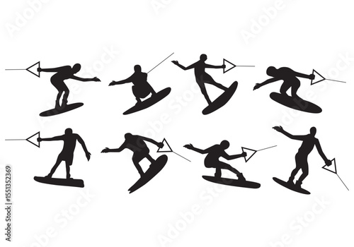 Dynamic wakeboarding action icon featuring a rider performing a jump and spraying water