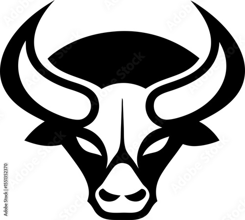 Flat Bull face logo vector, clean design for strength logos.
