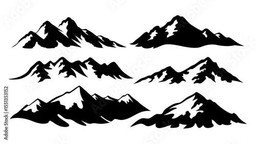 mountains silhouettes on tranparent background