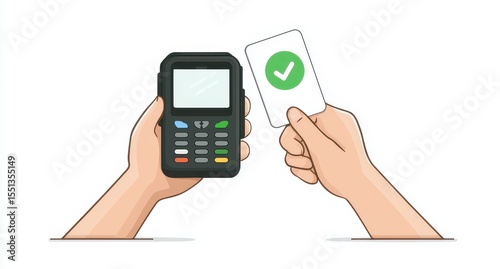 Wallpaper Mural Hands holding a payment terminal and a credit card Torontodigital.ca