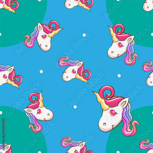 Enchanting seamless unicorn pattern design with whimsical elements for magical fantasy themes