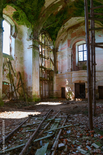 Devastation in abandoned Church of St. Anthony in agrotown of Knyazhitsy, Mogilev region, Belarus