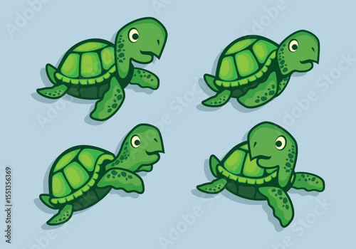 Collection of adorable cartoon turtles in various poses and activities perfect for children s designs