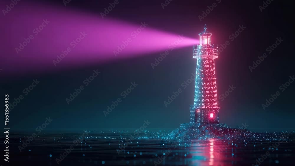 digital shining lighthouse in web animation