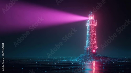 digital shining lighthouse in web animation