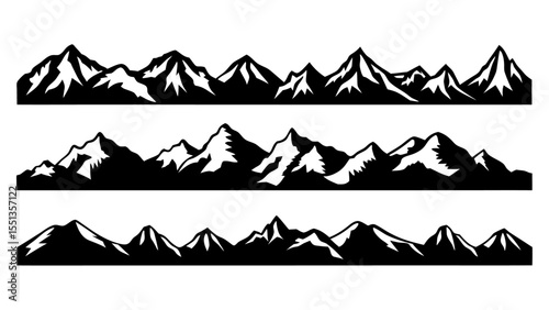 mountains silhouettes on tranparent background