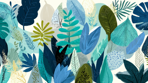 Seamless pattern with floral and leaf designs, ideal for nature-inspired wallpaper or textile prints