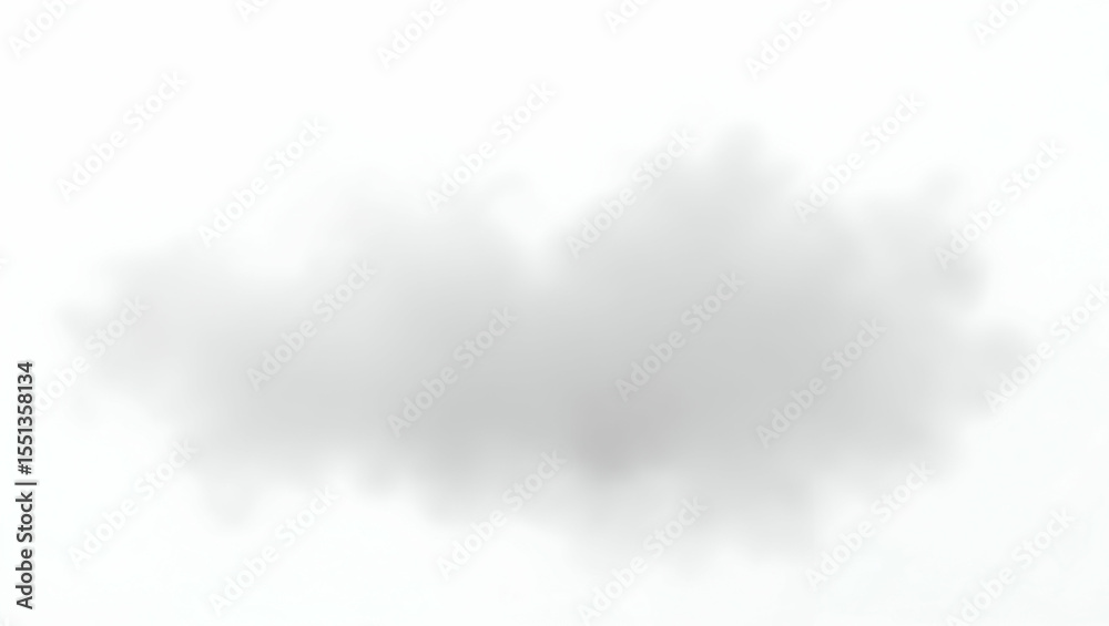 Naklejka premium Cloud Dense fog patch with fading edges expanding in curved motion, isolated on a clean white background