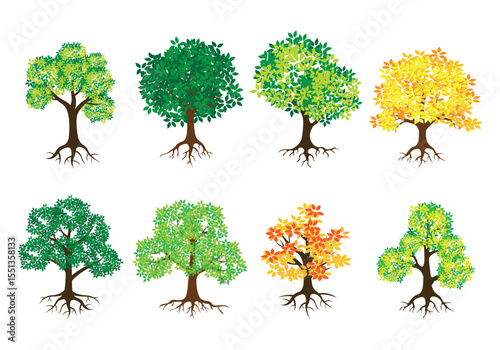 Stylized illustration of a tree with prominent roots showcasing organic growth and natural beauty in a vector format