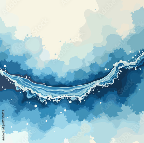 Abstract blue watercolor waves with soft textures and patterns  