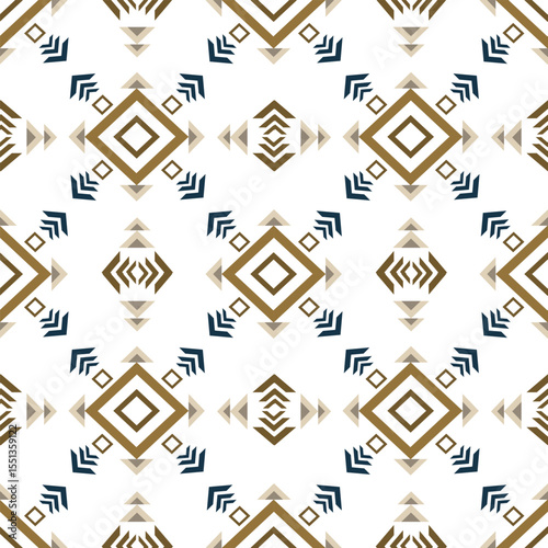 Native ethnic geometric pattern on a light gray background. Native fabric, tiles, rugs, shirts, wallpaper, wall