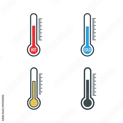 Temperature Thermometer Icons Set Art & Illustration