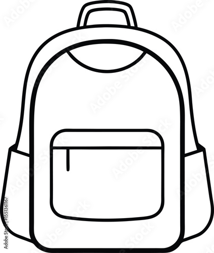 backpack icon line art vector illustration on transparent background