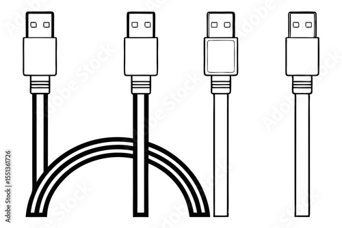 Minimalist USB Cable Graphic for Websites