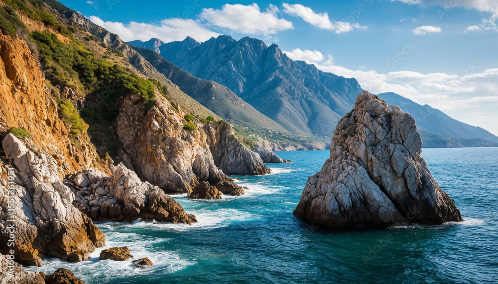 Fototapeta premium Beautiful seascape with rocky shore.