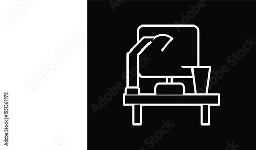 Desk Lamp Icon Representing Study Space. Work.lamp line icon