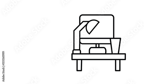 Desk Lamp Icon Representing Study Space. Work.lamp line icon