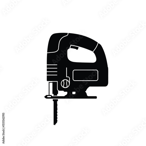 Black Silhouette Vector Jigsaw Woodworking Tool Icon
