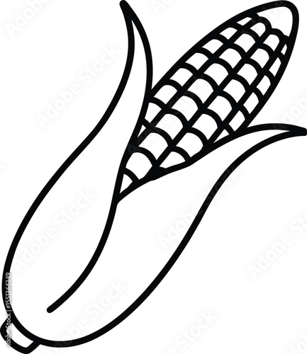 boiled corn icon line art vector illustration on transparent background