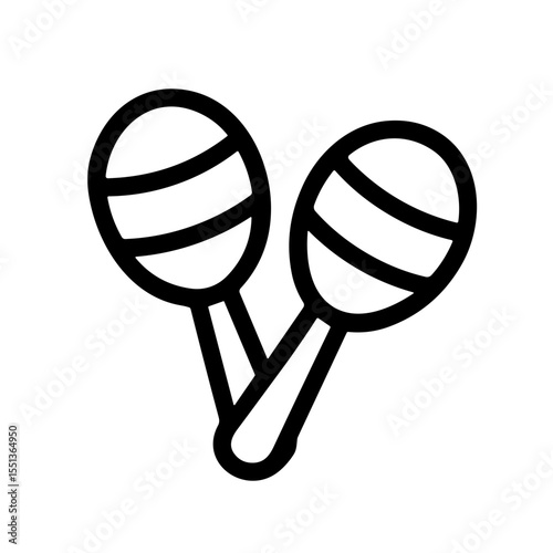 Simple Outline Maracas Musical Instrument Rattle Shaker Icon Design Illustration