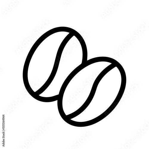 Simple Outline Style Twin Coffee Beans Illustration Beverage Ingredients Line Art
